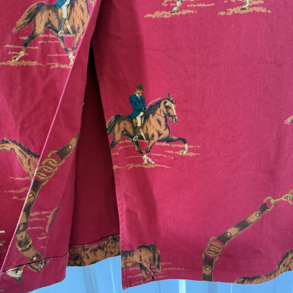 Vintage Ralph Lauren Skirt Horse Print Red Denim Long Women's Size 12 80s 90s - Picture 4 of 14